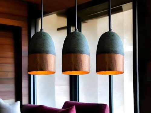 Oxidized Copper Pendant Light: Vintage Green Patina Farmhouse Hanging Lamp