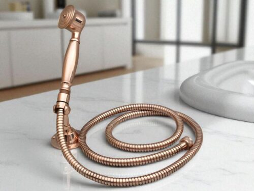 Unlacquered Copper Handheld Shower System: Solid Brass Vintage Bathroom Fixture