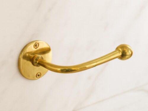 Toilet Paper Holder Unlacquered Brass – Handmade Wall‑Mounted Bathroom Hardware, Vintage Farmhouse Style