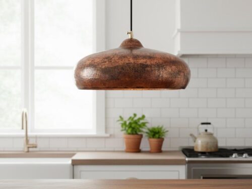 Handmade Copper Dome Pendant Lights (Set of 2) - Rustic Farmhouse Lighting