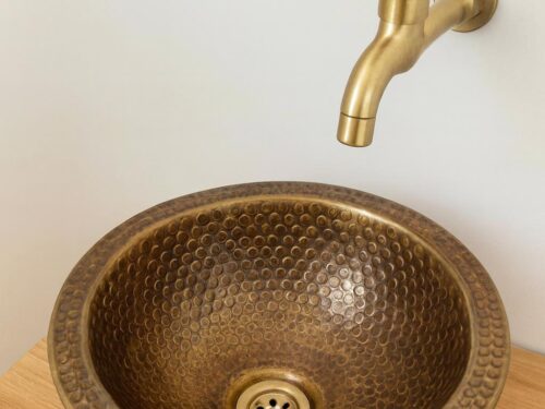 Handmade Hammered Brass Bathroom Sink: Moroccan Vessel or Drop-In