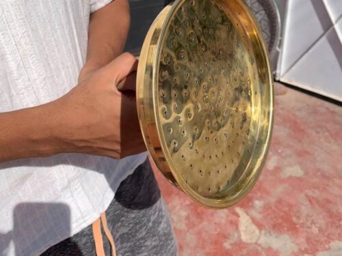 Handcrafted Unlacquered Brass Rain Shower Head: Moroccan Farmhouse Style