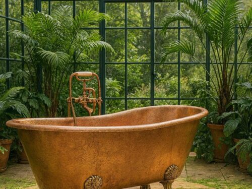 Copper Bath Tub – Handmade Hammered Copper Bathtub, Antique Bath Tub Art Clawfoot Bathtub, Freestanding Copper Tub Soaking Bath