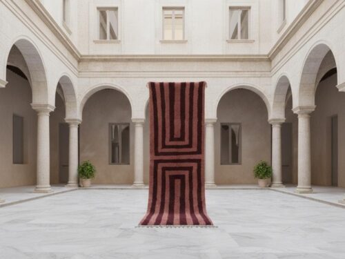 Red Beni Ourain Runner Rug – Handmade Moroccan Berber Wool Hallway & Entryway Runner
