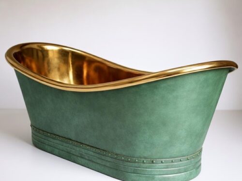 Handmade Oxidized Copper Bathtub | Rustic Green Patina Freestanding Soaking Tub | Luxury Artisan Copper Bath for Spa Bathroom ,Free  Duty